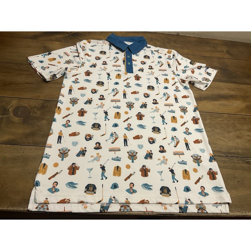 Happy Gilmore Breakfast Balls Polo Shirt Mens XS “Happy Things” AOP